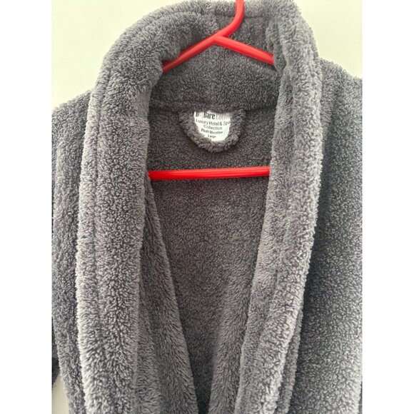 Unisex Bathrobe Sz‎ Lg Gray Soft Plush Microfiber Terry Cloth 38” BC Bare Cotton - Picture 4 of 10